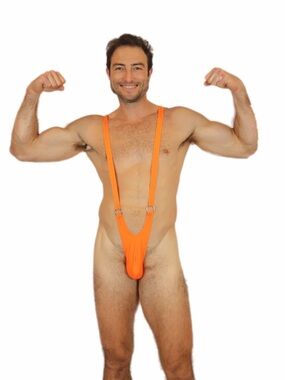 Male Power Men's Mankini Orange Stretch Micro Singlet Pouch